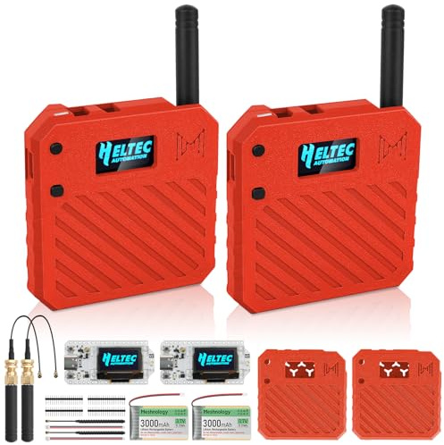 Juego de placas ESP32 LoRa V3 + batería 3,7 V 3000 mAh + carcasa – antena malla 863-928 MHz SMA compatible WLAN/Bluetooth