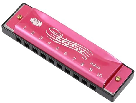 Blues Harmonica in C, 10 Hole 20 Tone Diatonic Mouth Organ, Premium Titanium Mini Harmonica for Adults Kids Beginners & Performers, Thanksgiving Xmas Easter Gift for Music Lovers, Pink