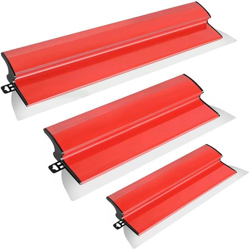 Drywall Skimming Blade3PCS, (10, 16, and 24 inches Long) Features a 0.5 mm Stainless Steel Blade and semi-Flexible Scraper, Suitable for plastering Cement and Concrete wall Panels.
