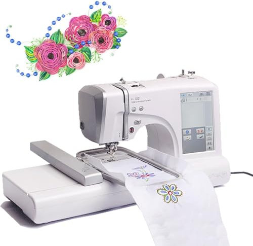 Näh- und Stickmaschine mit umfangreichem Zubehörset, 162 Stiche, 150 Designs, 10 Schriftarten, Touchscreen, automatischer Nadeleinfädler und USB für kreative Projekte