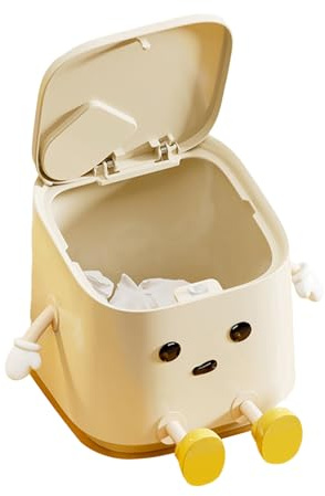 Generisch Poubelle de bureau compacte avec couvercle, poubelle de bureau compacte | Poubelle fine anti-odeurs avec couvercle et ouverture à pression pour salon, cuisine, chambre à coucher, bureau