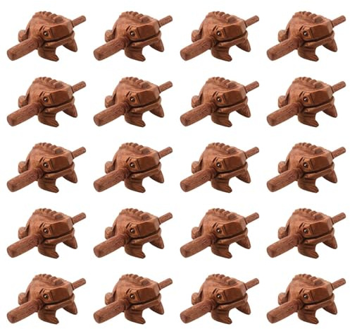Uikdjgu 20X Carved Croaking Wood Percussion Musical Sound Wood Frog Tone Block Toy