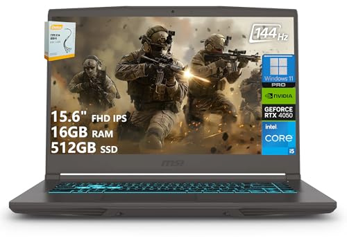 msi Thin 15 Gaming Laptop | 15,6 pollici FHD IPS 144Hz | Intel 8-Core i5-13420H (> i7-12650H) | 16GB RAM 512GB SSD | GeForce RTX 4050 6GB | Tastiera retroilluminata di tipo C Wi-Fi 6E Win11 Pro w/DLCA