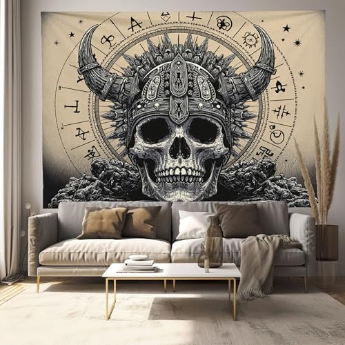 DLERFLOVR Arazzo da Mitologia Vichinga alla Parete 230x180 cm, Appeso a Parete in Tessuto Scandinavia Decorazione da Parete per Camera da Letto, Dormitorio e Soggiorno - Beige