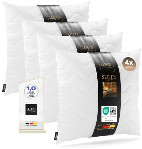 LILENO HOME 4er Set Kissenfüllung 40 x 40 cm - 95°C waschbares Innenkissen | geeignet für Allergiker - Polyester Kisseninlet als Sofa Kissen, Couchkissen, Cocktailkissen und Kopfkissen
