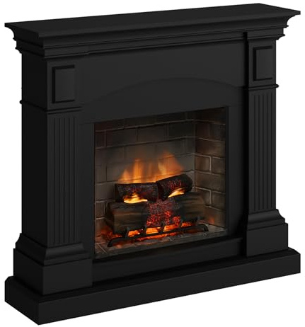 TAGU Magna Elektrokamin mit PowerFlame 2, Heizung und Thermostat, Knistern, Wi-Fi und Umgebungslicht (Tiefschwarz)