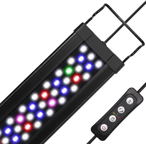 Zingbabu Full Spectrum Aquarium Light for Planted & Saltwater Tanks, 45-60CM Extendable Fish Tank Light with 3 Lighting Modes, 6 Levels Dimmable LED, 24/7 Timer Controller, CRI 90 High PAR Aquarium