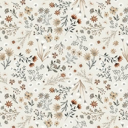 Timeet Selbstklebende Tapete 41cm x 3m Klebefolie Möbel Beige Möbelfolie Boho Wildblumen Vintage Vinyl Wrap Wasserdicht für Möbelrenovierung Küche Badezimmer Wohnzimmer Schlafzimmer Braun Blumig