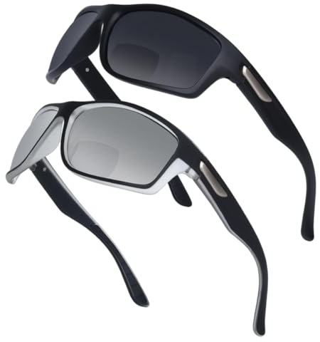 YOBOCO Bifokale Sonnenbrille Herren Groß Sonnenlesebrille Sportlich Rundherum Lesesonnenbrille mit Sonnenschutz für Sport/Außenbereich/Fahren, Schwarz+Silber