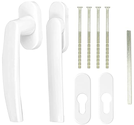 Alu Terrassentürgriff Paar mit Flachgriff für Rollladen - Weiss RAL9016