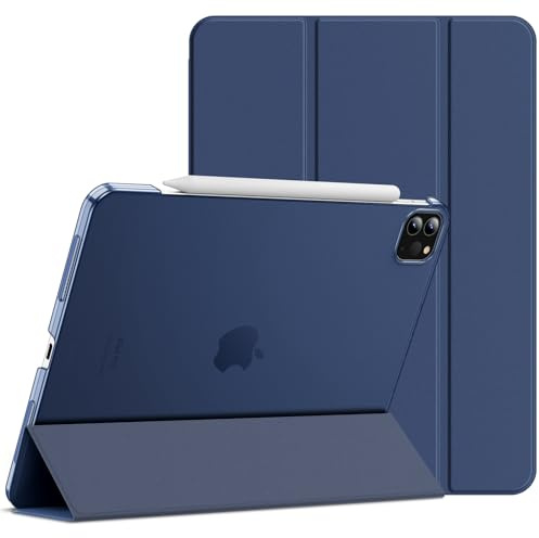 JETech Hülle für iPad Pro 11 4/3/2/1 (2022/2021/2020/2018), Tief Navy | Schlanke Transluzent Rückseite, Dreifach-Ständer, Auto Schlafen/Wachen, Leichter Stoßschutz