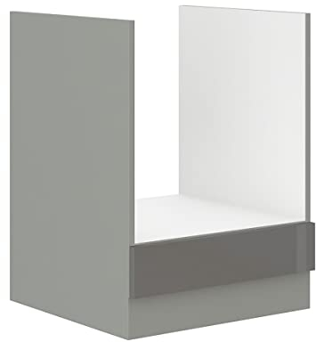 Herd Unterschrank 60 cm Hochglanz Grau Küchenzeile Küchenblock Küche Grey Bianca