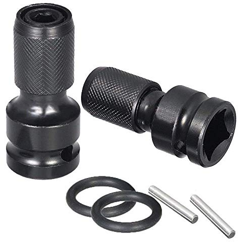 Bestgle 1/2 Inch Square Drive to 1/4 Inch Hex Female Socket Adapter Quick Release Chuck Converter Drill Chucks Adaptor Conversion for Impact and Ratchet Wrench, Set of 2