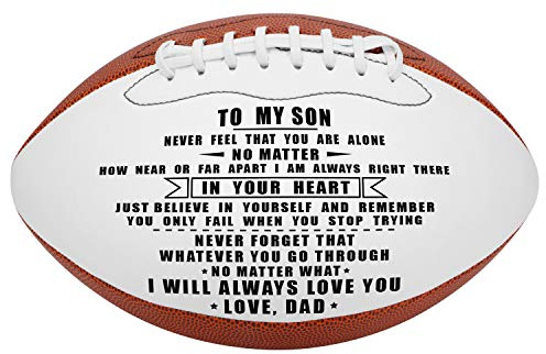 K KENON Personalized Rugby Ball for Son from Dad-Personalized Composite Leather American Rugby Ball, Outdoor Game Ball for Him, Birthday Christmas Graduation Gifts, Pack of 1 (for Son from Dad)