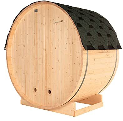 Home Deluxe - Outdoor Fasssauna Lahti M - Maße: BxTxH: ca. 185 cm x 120 cm x 185 cm, Holz: Fichtenholz - inkl. Saunaofen und Saunazubehör I Gartensauna, Außensauna, Sauna Fass für 2 Personen