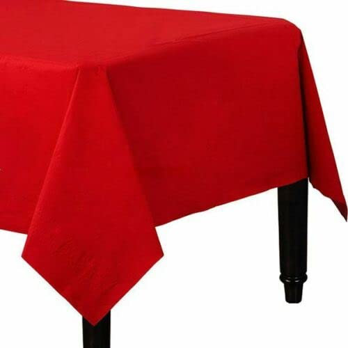 4 x Red Paper Table Cloth 90 x 90cm Disposable Table Cover For All Occasions Baby Shower, Wedding, Birthday, Christmas, Halloween, Easter Party Decorations