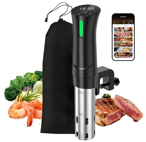 Máquina WIFI Sous Vide de 5G | Cocina de precisión Sous Video de 1100 vatios con bolsa, recetas | Circulador de inmersión térmica, calentamiento rápido con temperatura y temporizador precisos,