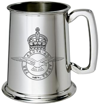 Wentworth Pewter – Royal Air Force RAF 1 Pint Pewter Tankard – Traditional Military Beer Mug – RAF Personnel, Veterans
