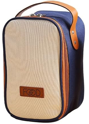 WUURAA Thermoisolierte Bento-Lunchbox, Lunch-Tasche, Lunchbox, Behälter für Kinder, Erwachsene, Wärmeerhaltung, Lebensmittelbehälter, weiße Lunch-Taschen mit Boxen
