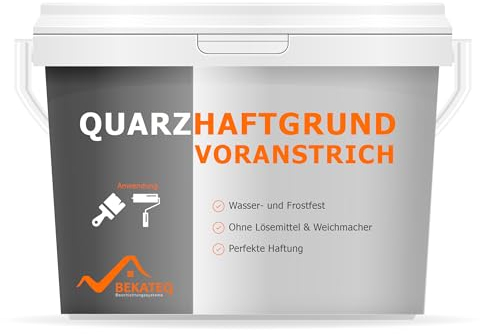 BEKATEQ Quarzgrund 4kg innen und aussen - Grundierung für Beton, Fliesen, Keramik, Fassadenputz - Putzgrund, Fliese auf Fliese, Betongrund, Holzgrund - Haftgrund wasserdicht, frostfest BK-155