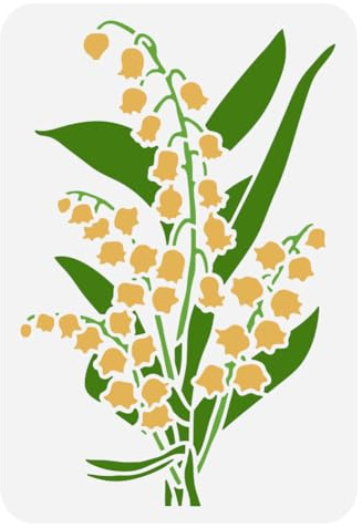 FINGERINSPIRE Stencil di Pittura di Mughetto 21x29,7cm Modello di Disegno di Fiori di Giglio Cavie in Plastica Pet Fiori Foglie Stencil per Pittura Modello Tema Vegetale Riutilizzabile per il Fai da