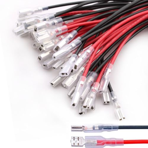 RUNCCI-YUN 40Pcs 2.8mm and 4.8mm Kabelschuhe Set Flachstecker Quetschverbinder Sortiment,Isolierte Flachstecker kabelverbinder mit Isolierhülse und Draht