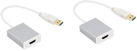 Gadpiparty 2pièces Adaptateur USB vers pour Pc Et Projecteur Connectez Jusqu à Écrans avec Audio Synchronisé sans Pilote Couleur Argentée