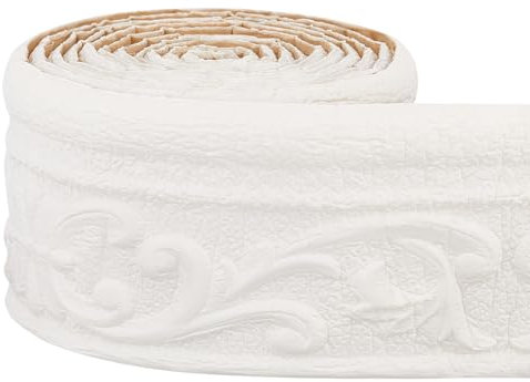 AHANDMAKER Self-Adhesive Flexible Wall Trim Molding - Peel and Stick Foam Baseboard for Picture Edge, Shelf Liner, Dresser Drawer, Locker - 90x3.2, White