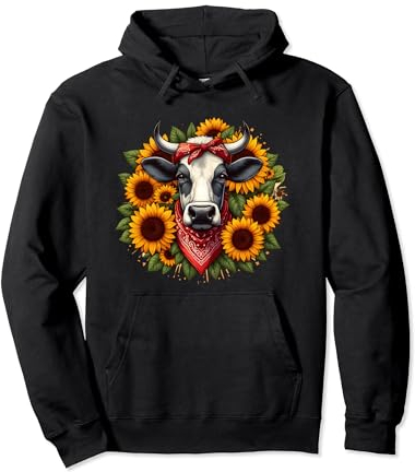 Sonnenblume Bandana Kuh Pullover Hoodie