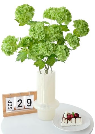 JINWOE Dunkelgrüne Schneeball-Viburnum, künstliche Blumen, lebensechte kleine Hortensien, fühlen Sich echt an, für Blumenstrauß, Zuhause, Hochzeit, Tischdekoration, Innenbereich, Zuhause