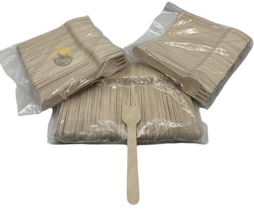 KURTT - 300 Stück Einweg-Holzgabeln - Kuchengabeln - Gabel - 160mm - Holzbesteck - Holzgabel - Besteckset - Bestecksets, 65hg785