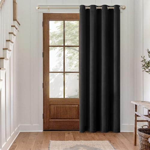 MIULEE Verdunklung Thermo Vorhänge Modern Ösen 1er Set 140x225cm Schwarz | Blickdichter Thermostoff für Wohnzimmer und Schlafzimmer, hilft Licht, Hitze und Kälte zu reduzieren.