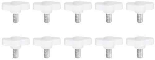 QUARKZMAN 10 Stück Rändelschrauben mit T Flügelknöpfe M6 x 10mm Kunststoff T-Kopf Gewindebolzen Klemmschraube Flügelschraube Haltegriffe 27mm Klemmknopf Daumenschrauben für Maschine, Weiß