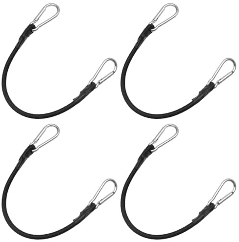 YDHfdc Lot de 4 Tendeurs Elastique avec Crochets 43cm Mini Tendeur en Caoutchouc Tendeur Velo Cords Tendeur Robuste pour Camping, Bagages, Voyage (Noir)