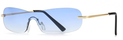 JRLLFD Einteilige randlose Sonnenbrille für Damen mit Metall-Farbverlauf, Brillengestell im Punk-Stil, Herren-Fahrbrille, UV400, 2, Einheitsgröße