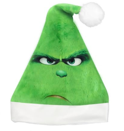 Epokus Grün Weihnachtsmütze,Erwachsene Nikolausmütze,Plüsch Weihnachtsmützen Mütze mit Dicker Fellrand,Santa Clause Mütze für Herren/Damen für Weihnachtsfeier