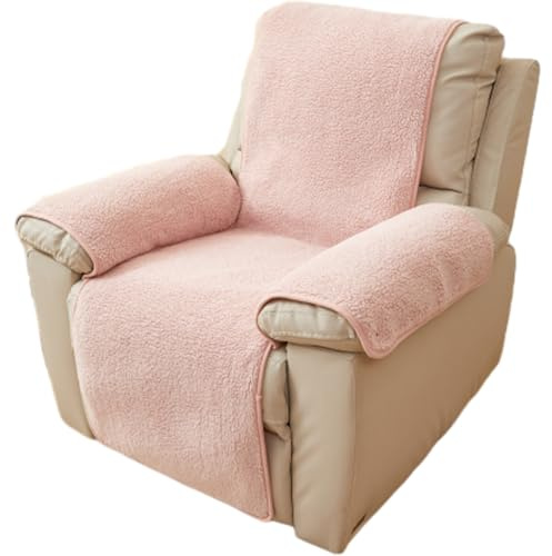 HonunGron Wende Sesselschoner Sherpa Schonbezug Ruhesessel Bezüge Für Fernsehsessel Relaxsessel Thick Warm Fleece Sesselschutz Sofaüberwurf Schutzbezug Sesselhusse (Rosa,56 * 207cm)