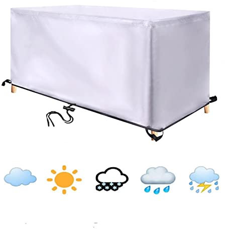 Robuste Abdeckungen für Terrassenmöbel für rechteckige Tische und Stühle, silberfarben, 104 x 74 x 84 cm (L x B x H)