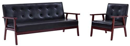 ShGaxin 2-TLG. Sofagarnitur, Schlafsofa, Schlafcouch, Sofa Bed, Relaxsofa, Sofas & Couches, Schwarz Kunstleder