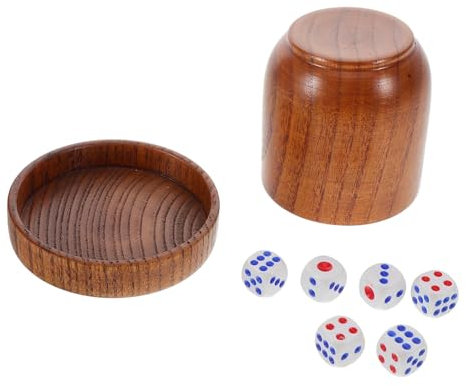 KICHOUSE Holzwürfelbecher Mit Deckel Und Würfeln Für Ktv-Spiele Würfelbecher Aus Für Bars Und Unterhaltungsstätten Mit Spielwürfeln