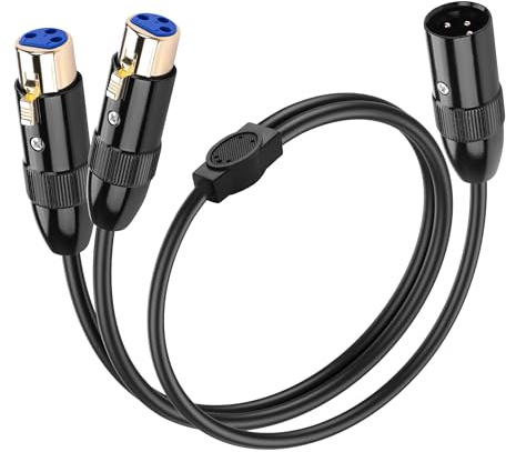 SinLoon 3Pin XLR Splitter Kabel XLR 1 männlich bis 2 weibliches ausgeglichenes Audiokabel für Home Studio Recorder Verstärker Mischungsschreibtisch Lautsprecher (1 Stecker und 2 Buchse)