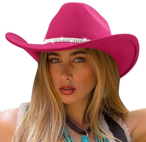 DRESHOW Fedora-Hut mit breiter Krempe für Damen Gürtelschnalle Retro-Panama-Schlapphut