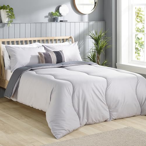 Slumberdown Coverless Duvet Double 4.5 Tog - Lightweight UK Made 2-in-1 Summer Duvet Reversible, Includes Matching Pillowcases, Non-Allergenic & Washable - Perfect Double Quilt for Hot Nights, Grey