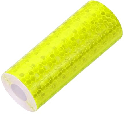 YELARXI Ruban réfléchissant en PVC adhésif puissant pour avertissement de sécurité, 3 m x 10 cm, étanche pour remorques, camions, véhicules, vélos (jaune fluo)