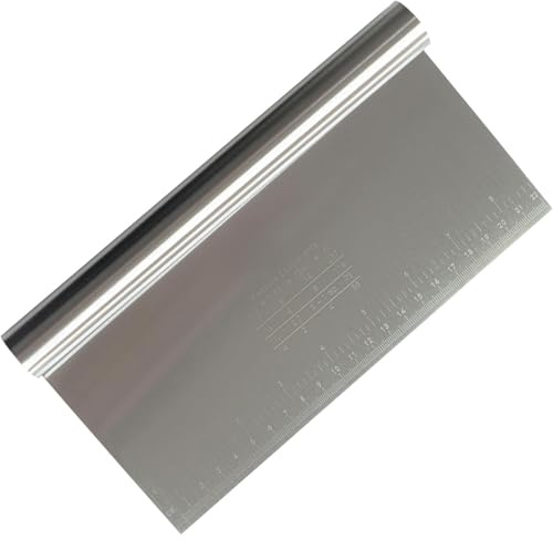 WUBAYI Cortador de masa profesional de acero inoxidable de 22 x 12 cm, raspador de masa métrico para hornear, pizza, pastelería y fideos asiáticos