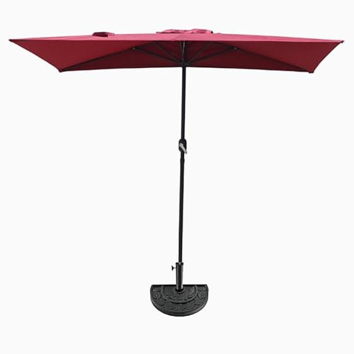 YHDMDQ Demi-Parasol De Jardin D'extérieur, 250cm Parasol De Marché avec Manivelle, 1/2 Rectangulaire Parasol Protection UV Parapluie De Balcon pour Piscine Jardin Terrasse(Red)