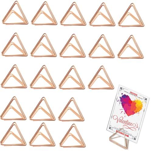 20PCS Triangular Card Holder Place Card Clips, Table Number Holders with Metal Photo Holder, Place Card Holders for Weddings Parties, Creative Desk Organizers, Card Display Stand for Menu and Leaflet