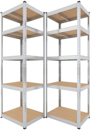 BAUSOKOL Schwerlastregal 180x60x40 cm, 2 STK, Verzinkt, 875kg MDF Böden | Tragkraft 875kg Lagerregal, Werkstattregal, Kellerregal, Schwerlastregal, Steckregal, Regal wand, Standregal, Kleines regal