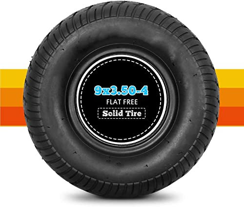 9x3.50-4 Pannensicherer Rasenmäherreifen | 9 x 3-1/2 Zoll Vollreifen für Rasenmäher, Elektroroller | 9 x 3-1/2 Zoll Schlauchloser Reifen für Mini-Traktor, Handkarren, Mini