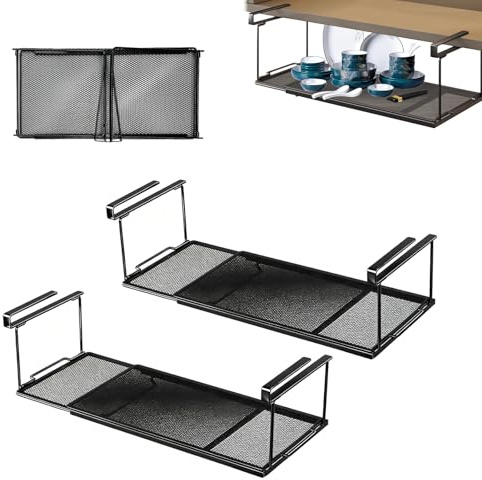 DZHPSRSZ Aufbewahrungskorb unter dem Regal, Aufbewahrungskorb zum Anklemmen, platzsparender Organizer für Theke, Bücherregal, Heimaufbewahrung, 2 Stück